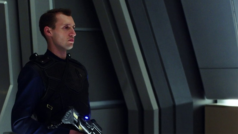 A mysterious black-badged Section 31 soldier stationed aboard the Discovery.